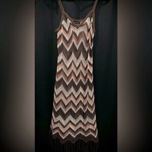 Crochet Retro Vintage Chevron Patterned Dress Swim Cover Up Boho Festival Dress
